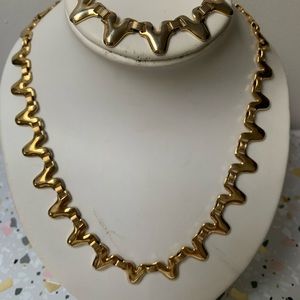 Vintage gold Art Deco bracelet & necklace set